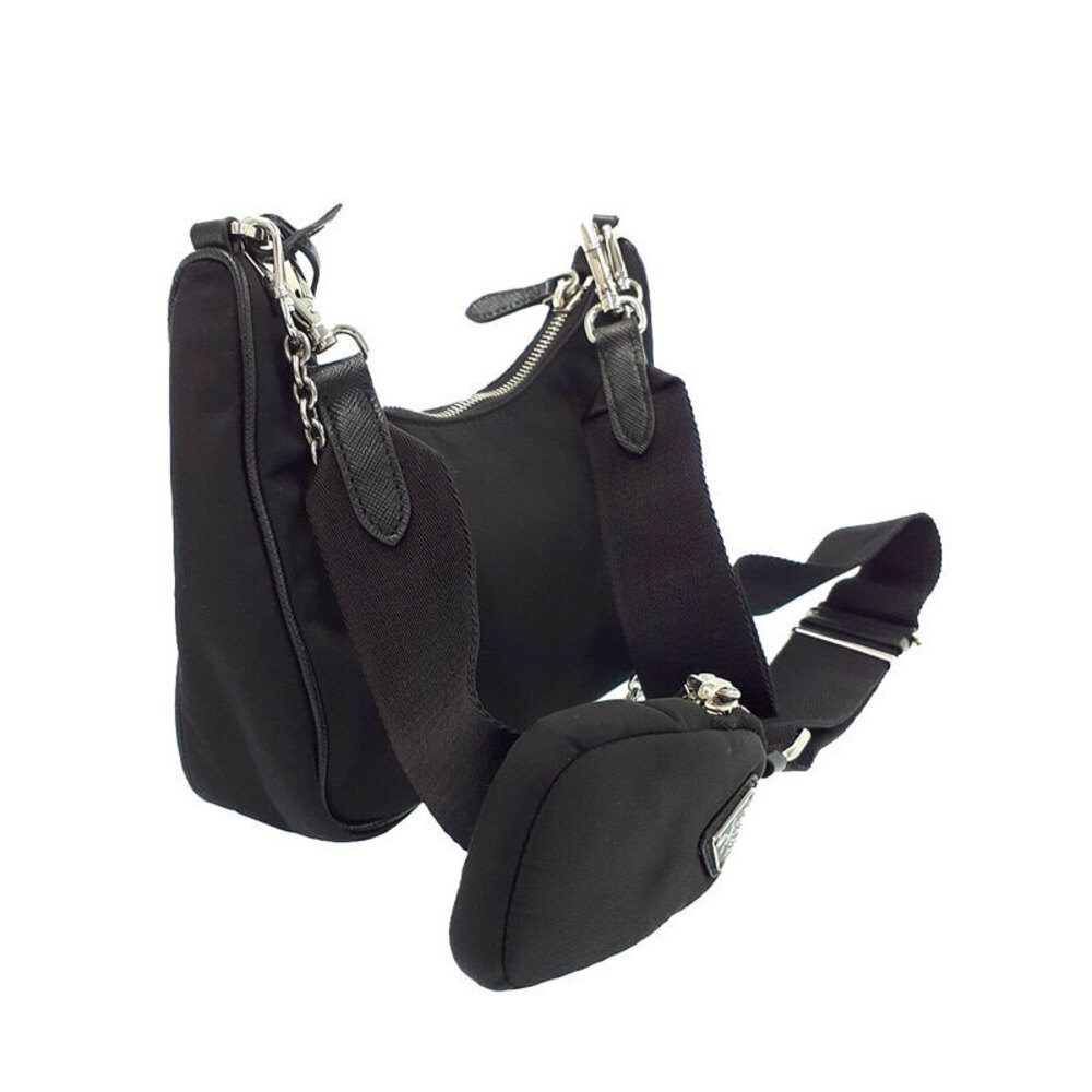 Prada Leather 2005 Saffiano Bag Black ReEdition Chain Shoulder - Picture 1 of 9